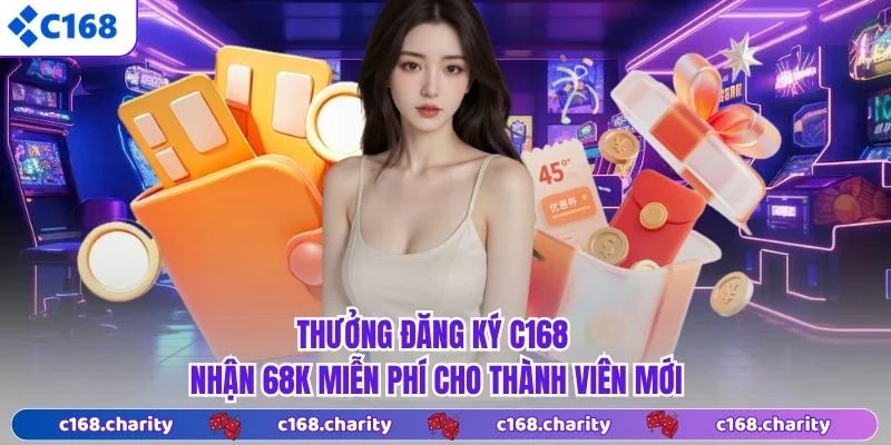 Thưởng Đăng Ký C168 - Nhận 68k Miễn Phí Cho Thành Viên Mới